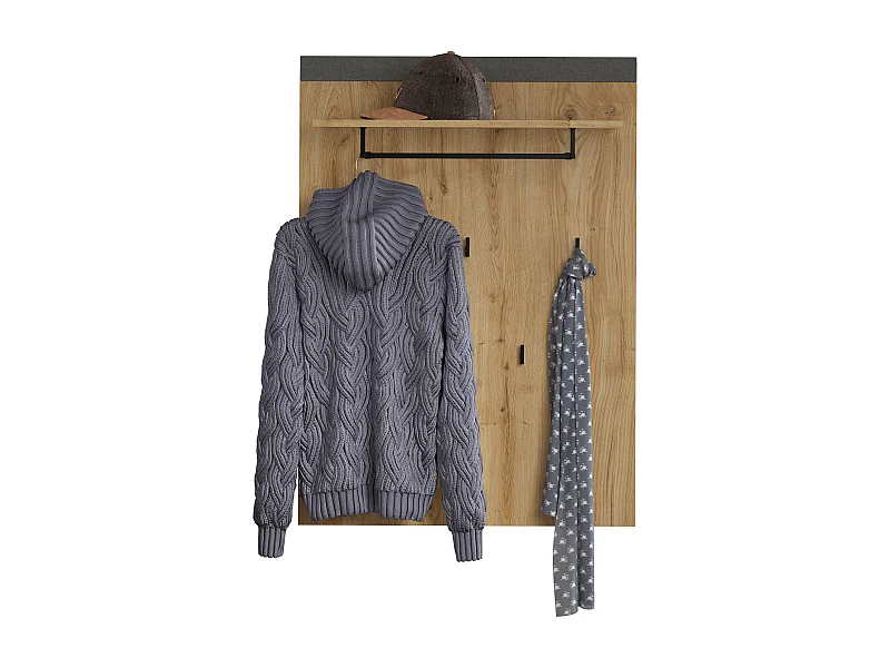 Porte manteaux chêne de Navarre et feutre gris foncé Florence 79cm