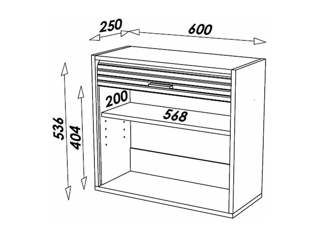 Rangement à rideau mural gris Cool L60xH54xP25