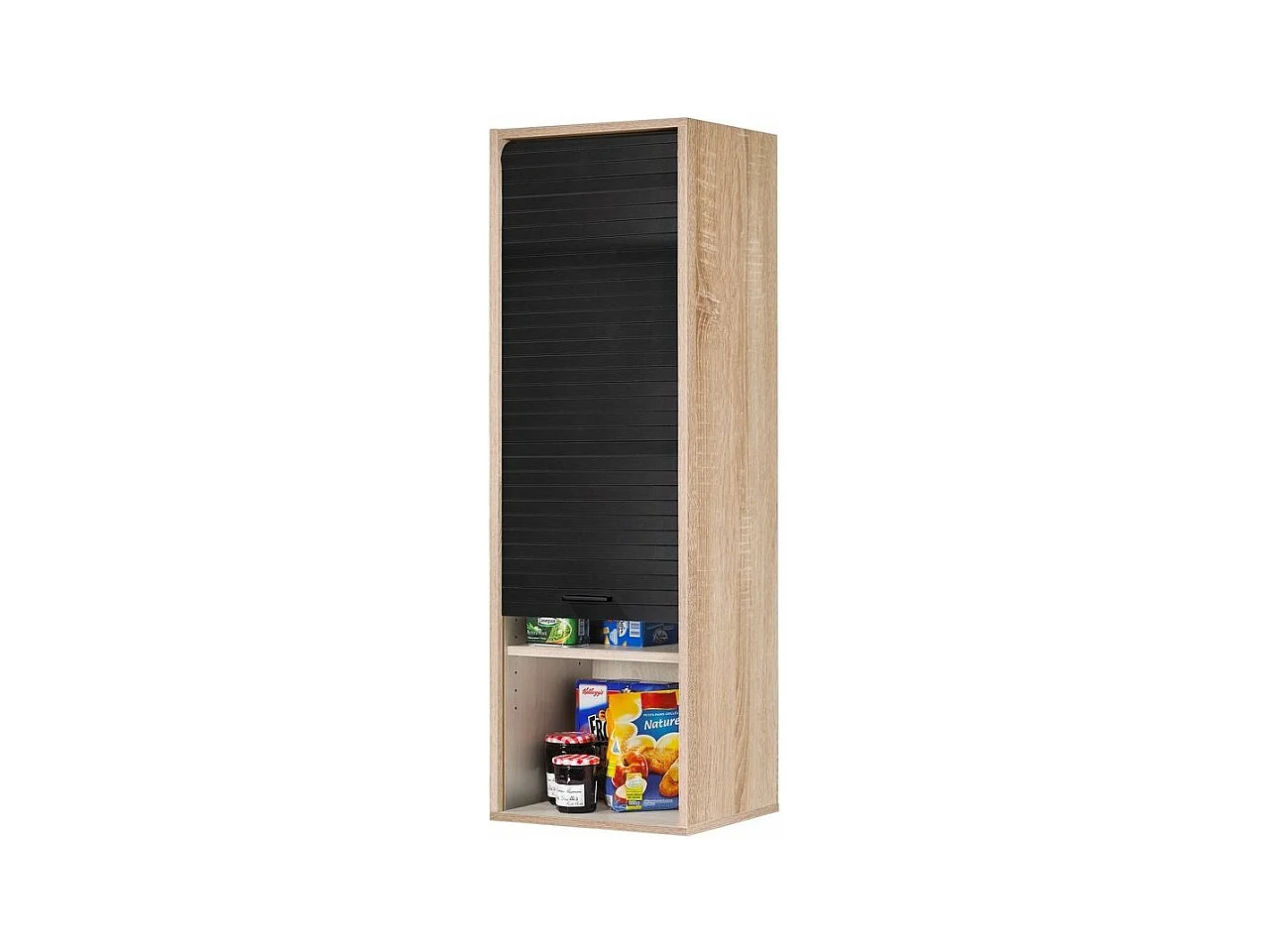 Colonne à rideau de cuisine chêne naturel et noir Couna L 40cm H 124cm