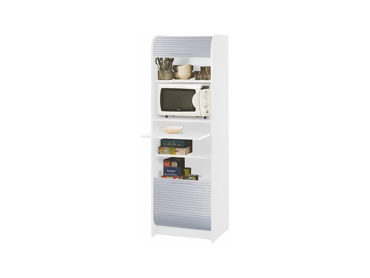 Grand meuble colonne de cuisine micro onde gris et blanc Nantes