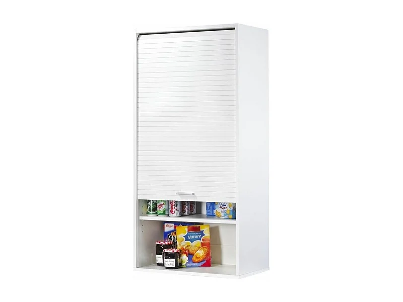Armoire de cuisine large à rideau blanc Couna L 60 x H 124cm