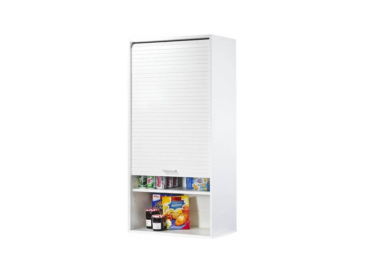 Armoire de cuisine large à rideau blanc Couna L 60 x H 124cm