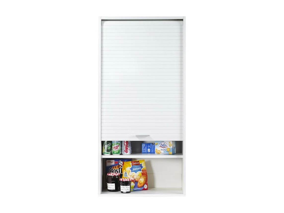 Armoire de cuisine large à rideau blanc Couna L 60 x H 124cm