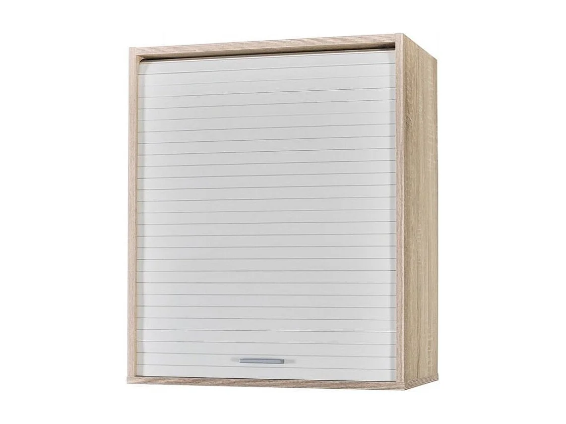 Meuble mural de cuisine chêne clair à rideau blanc Couna L 60 x H 72cm