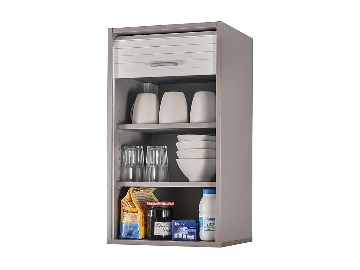 Meuble mural de cuisine gris à rideau blanc Couna L 40 x H 72cm