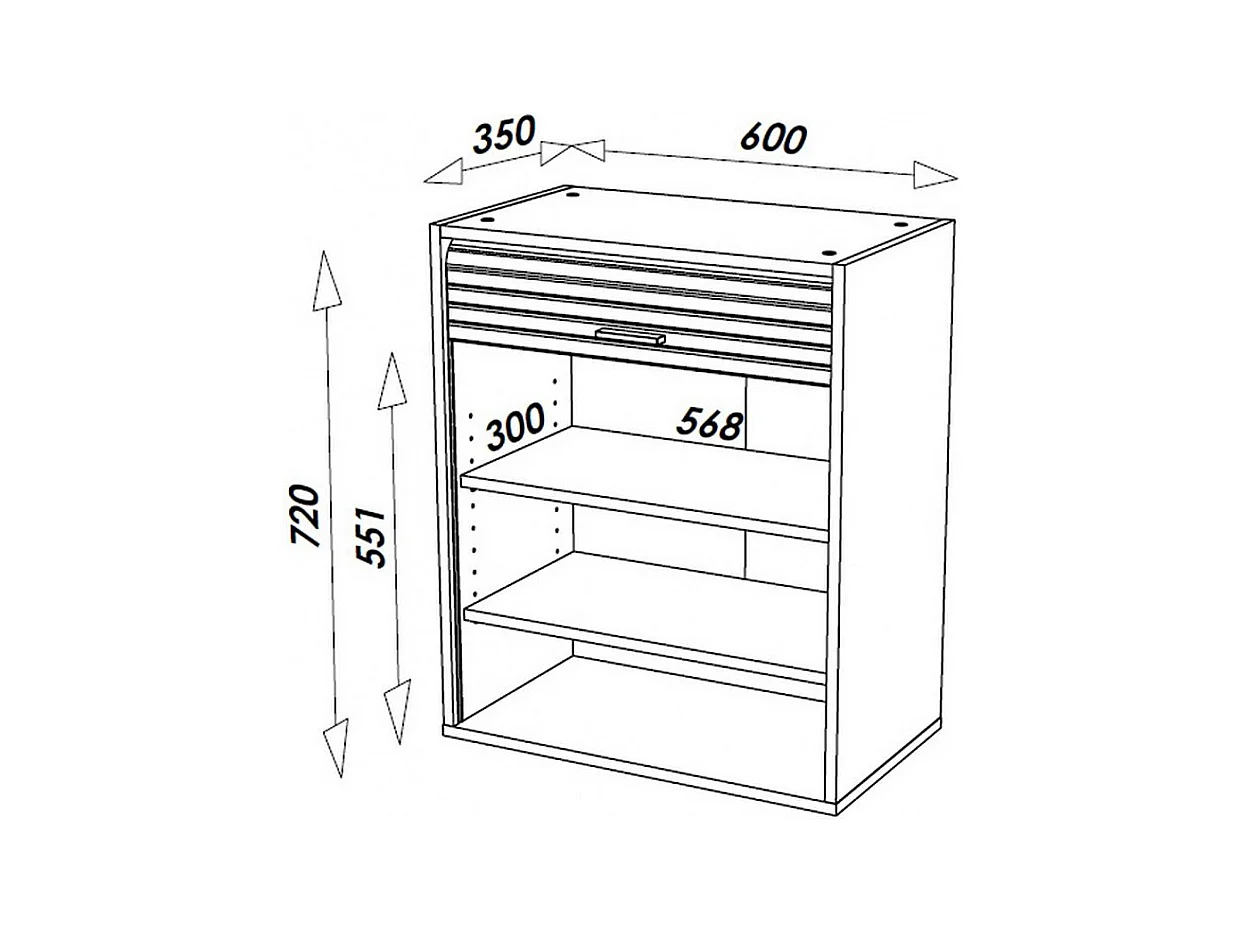 Meuble mural de cuisine à rideau chêne clair Couna L 60 x H 72cm