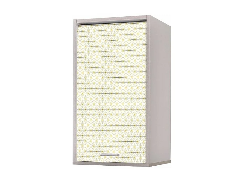 Meuble mural de cuisine gris à rideau étoiles jaunes Couna L 40 x H 72cm