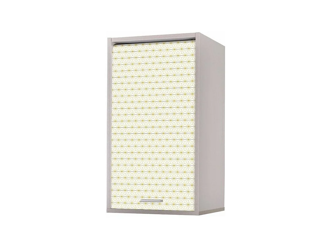 Meuble mural de cuisine gris à rideau étoiles jaunes Couna L 40 x H 72cm