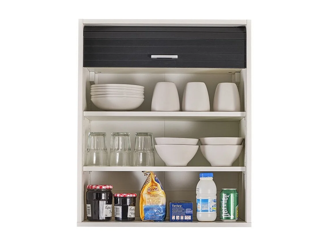 Meuble mural de cuisine blanc à rideau noir Couna L 60 x H 72cm