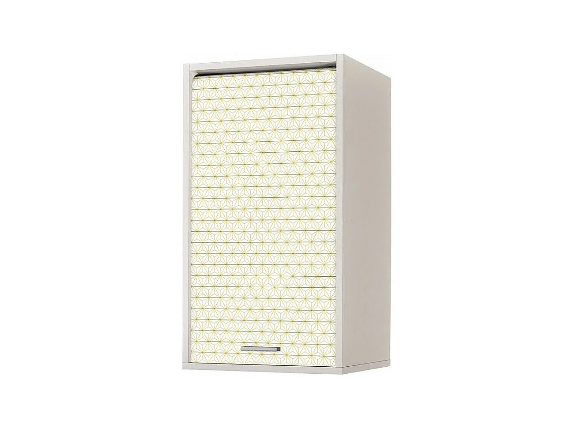 Meuble mural de cuisine blanc à rideau étoiles jaunes Couna L 40 x H 72cm