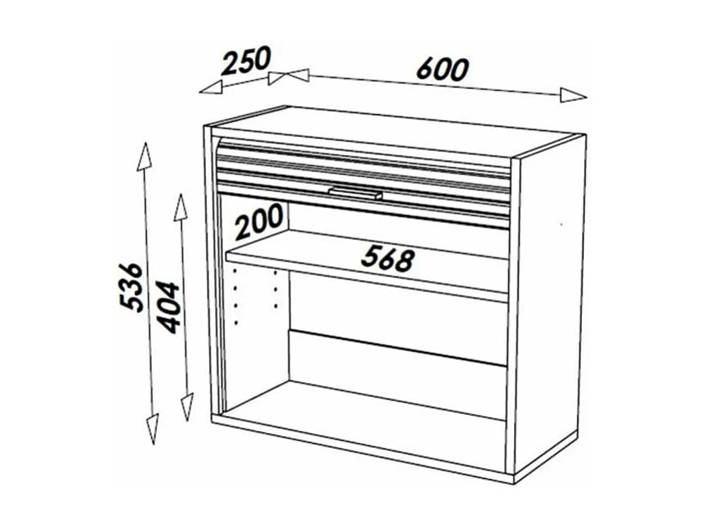 Rangement mural à rideau chêne clair et noir Couna L 60 x H 54cm