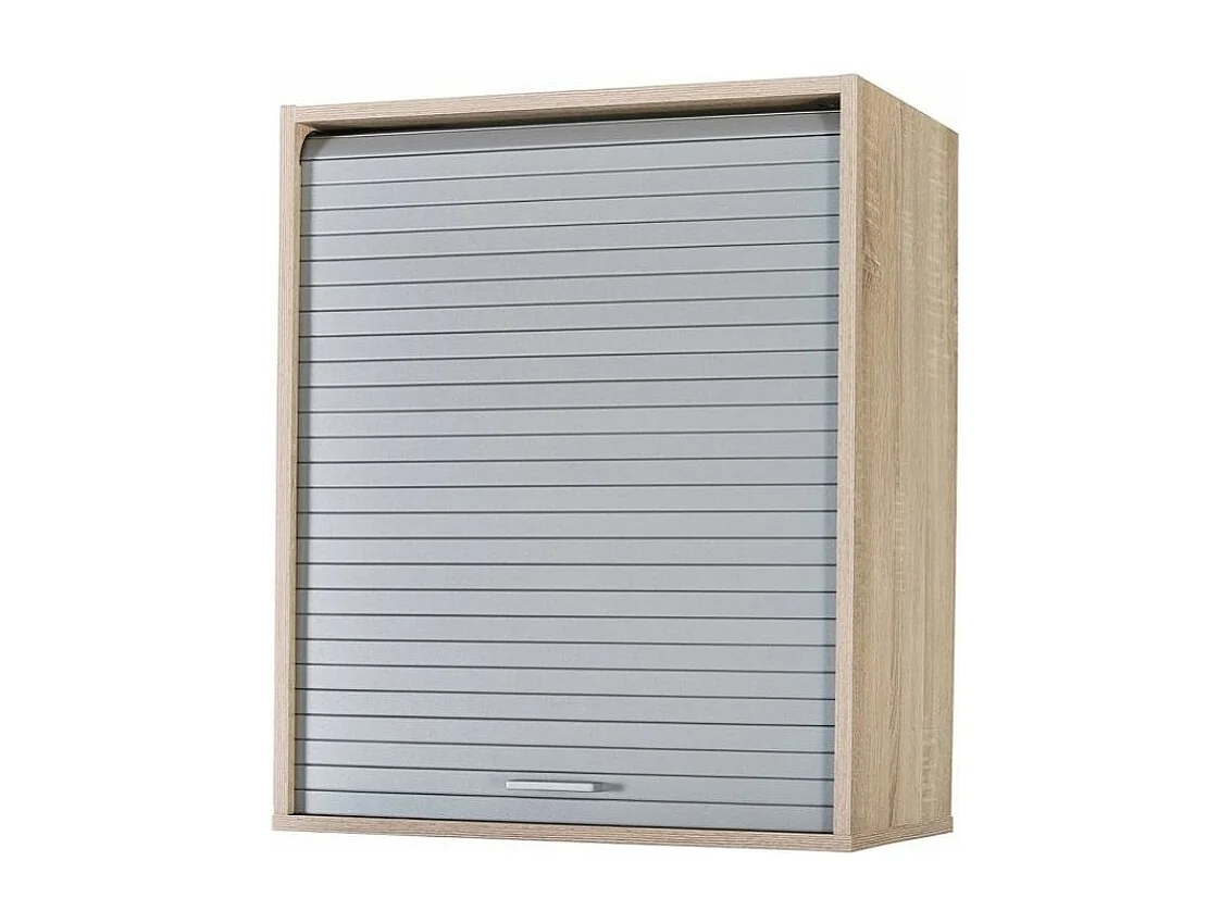 Meuble mural de cuisine chêne clair à rideau gris Couna L 60 x H 72cm