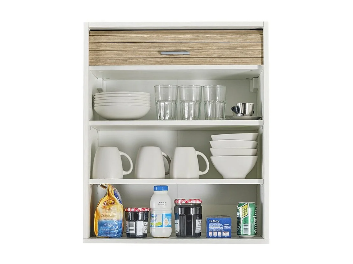 Meuble mural de cuisine blanc à rideau chêne clair Couna L 60 x H 72cm