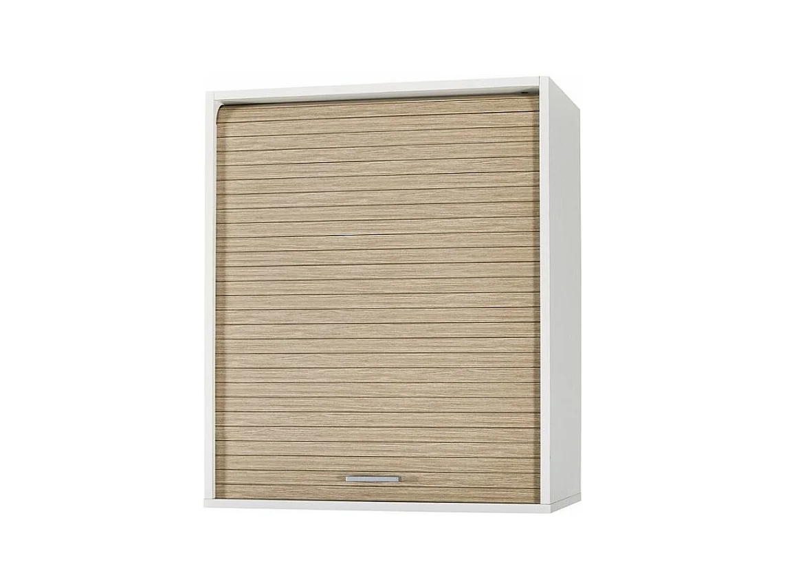 Meuble mural de cuisine blanc à rideau chêne clair Couna L 60 x H 72cm