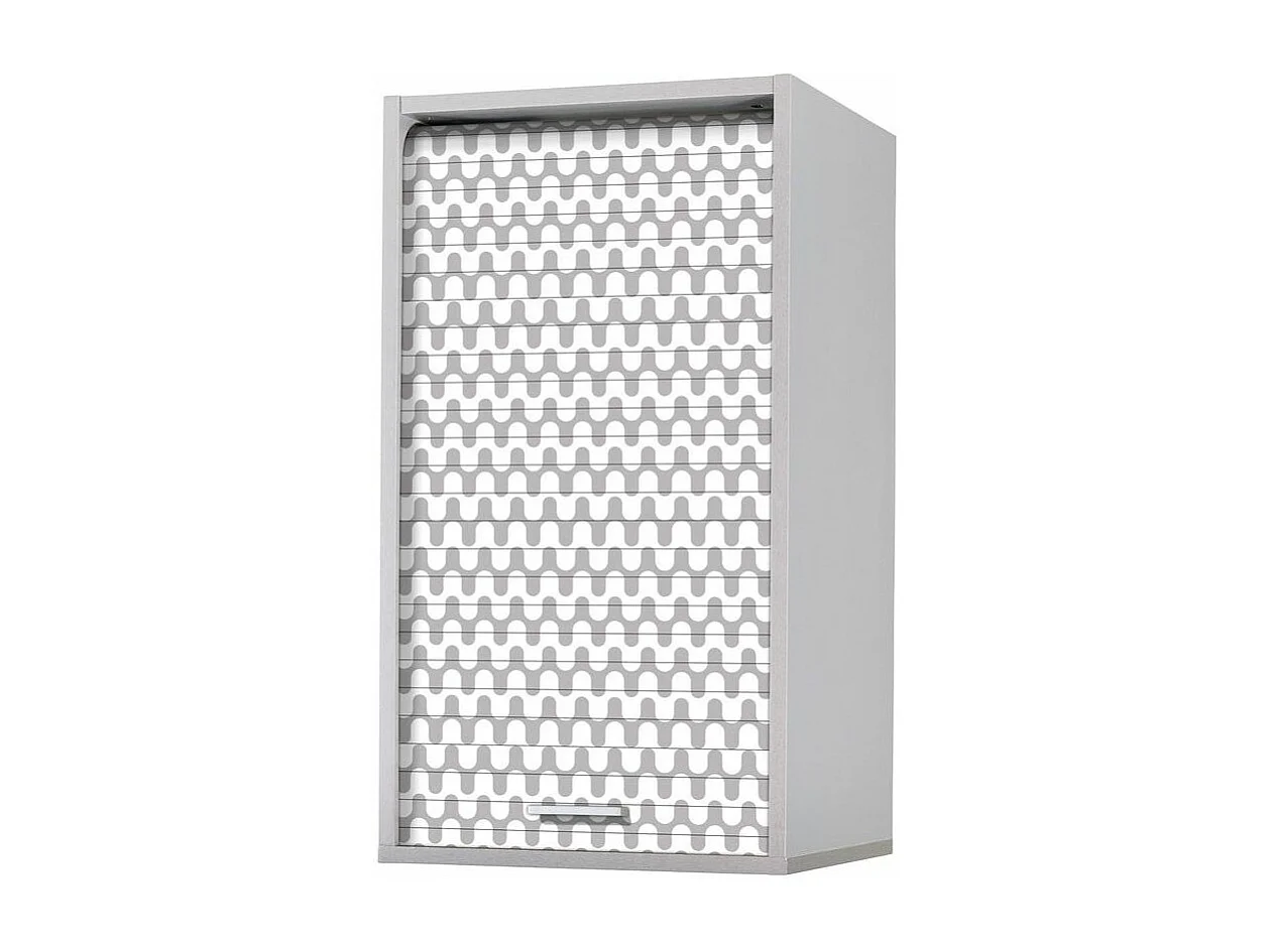 Meuble mural de cuisine gris à rideau imprimé vagues grises Couna L 40 x H 72cm