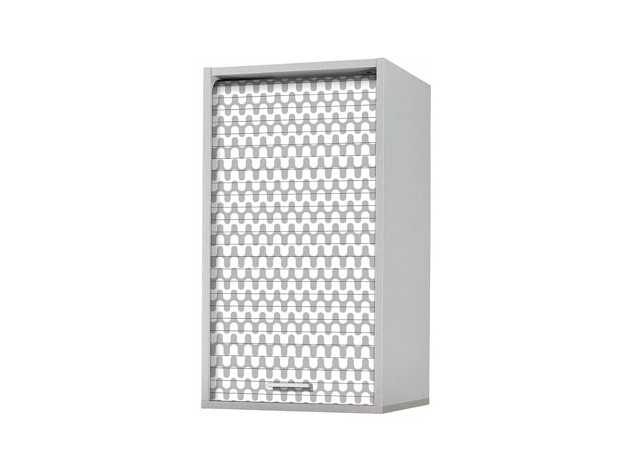 Meuble mural de cuisine gris à rideau imprimé vagues grises Couna L 40 x H 72cm