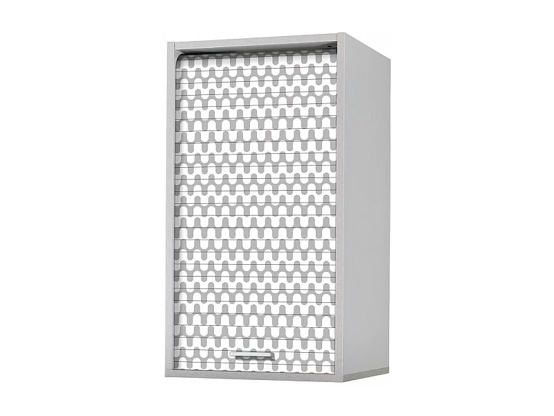 Meuble mural de cuisine gris à rideau imprimé vagues grises Couna L 40 x H 72cm