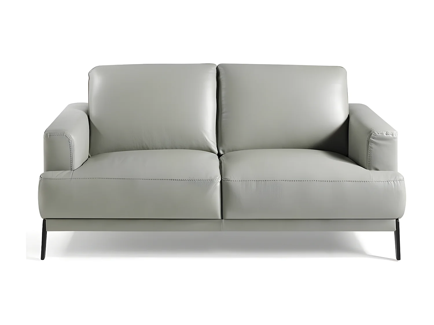 2-zits leren bank en zwarte RVS poten Yaro-Kleur Leren Piel burdeo's