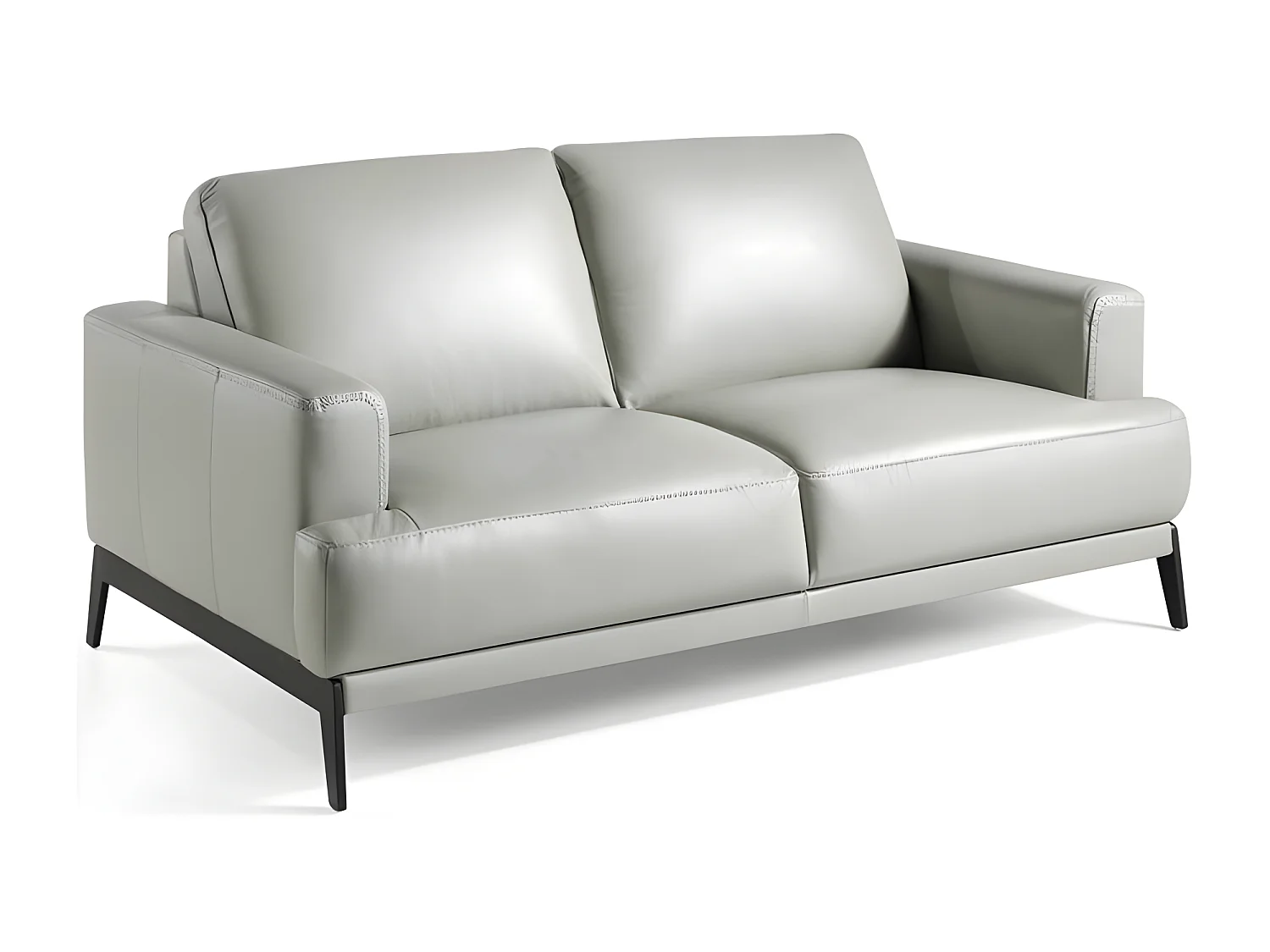 2-zits leren bank en zwarte RVS poten Yaro-Kleur Leren Piel burdeo's