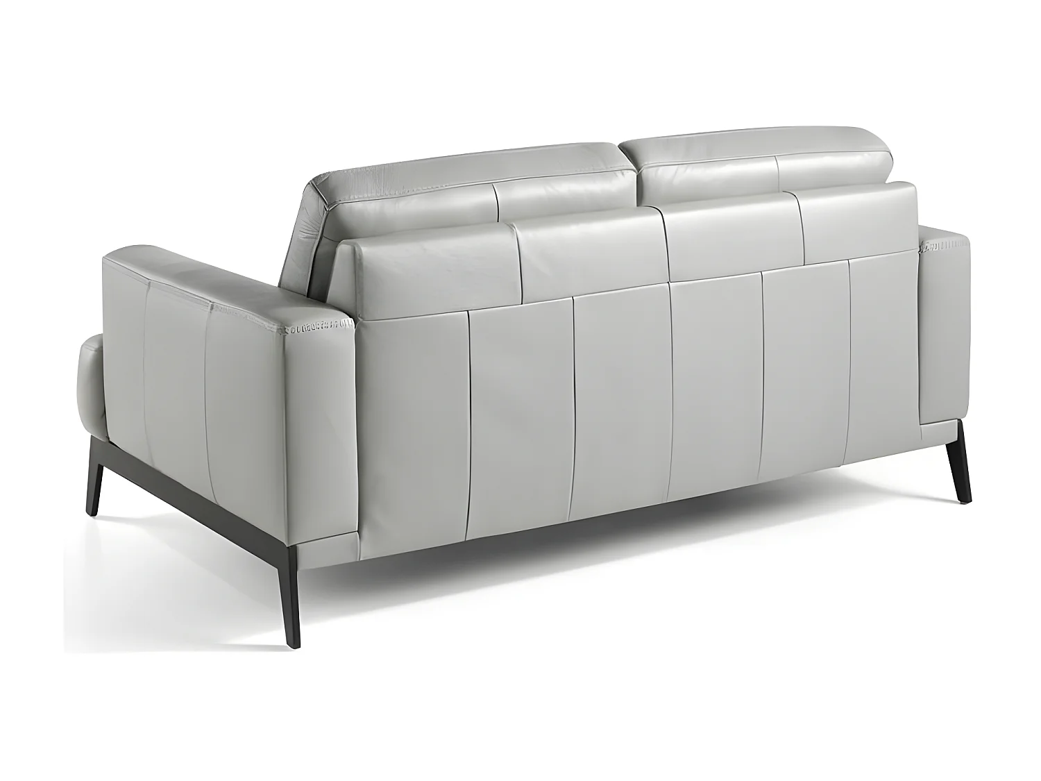 2-zits leren bank en zwarte RVS poten Yaro-Kleur Leren Piel burdeo's