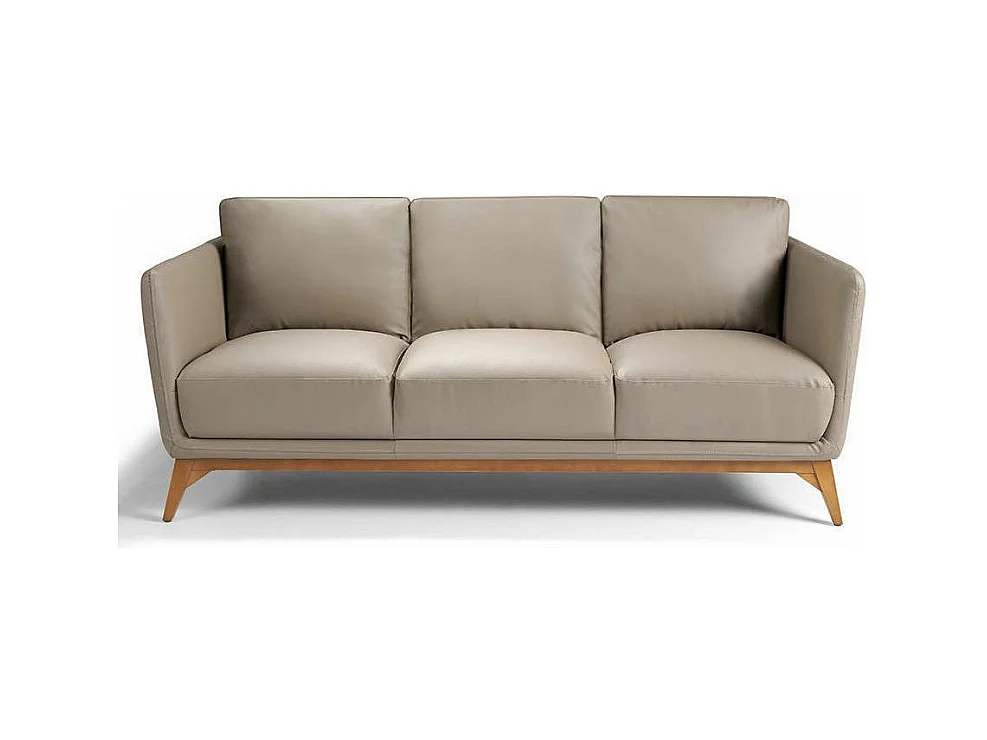 Canapé 3 places contemporain cuir capitonné et bois noyer Kila-Couleur Aqua 10 Orange