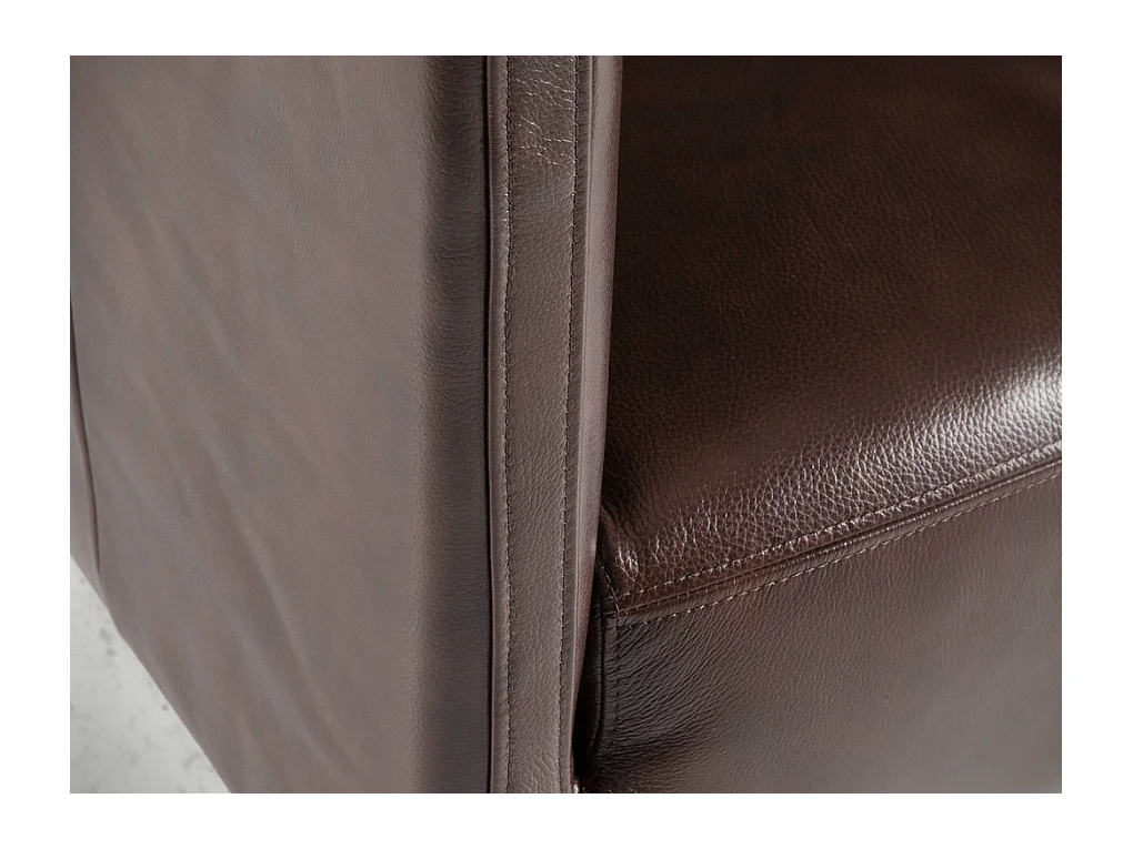 3-zitsbank in rundleer en RVS chroomstalen poten Miro-Kleur Nerts leer