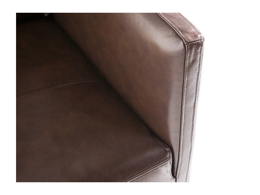 3-zitsbank in rundleer en RVS chroomstalen poten Miro-Kleur Nerts leer