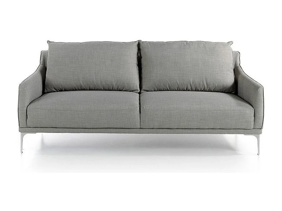 Designer 3-zitsbank lichtgrijze stof en chroomstaal Kira