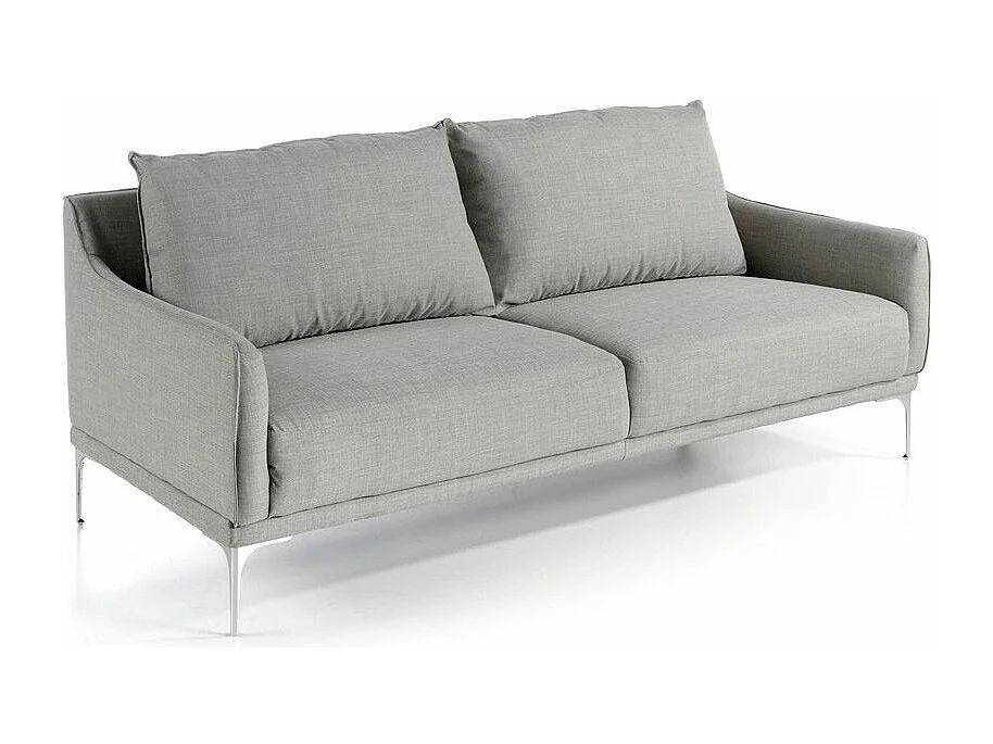 Designer 3-zitsbank lichtgrijze stof en chroomstaal Kira