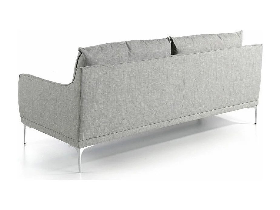 Designer 3-zitsbank lichtgrijze stof en chroomstaal Kira