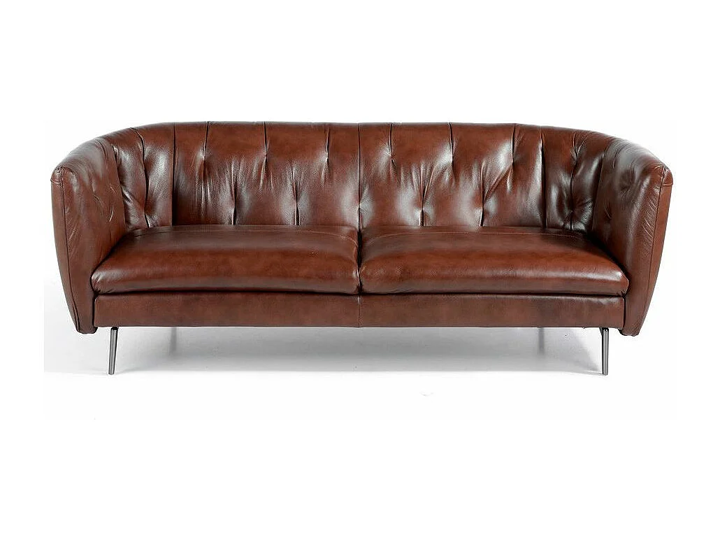 Canapé cuir capitonné marron 3 places Miro