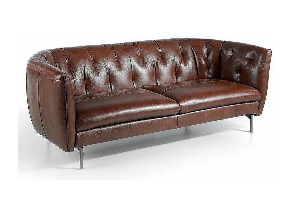 Canapé cuir capitonné marron 3 places Miro