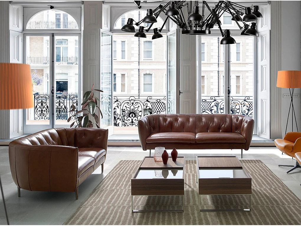 Canapé cuir capitonné marron 3 places Miro