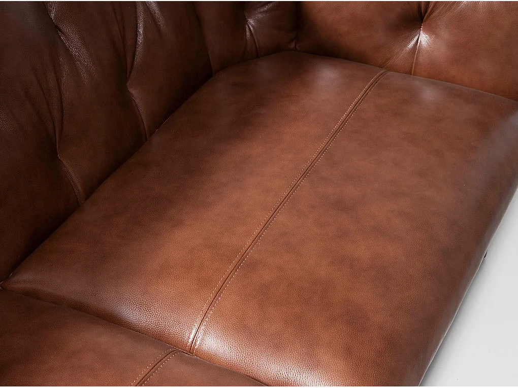 Canapé cuir capitonné marron 3 places Miro