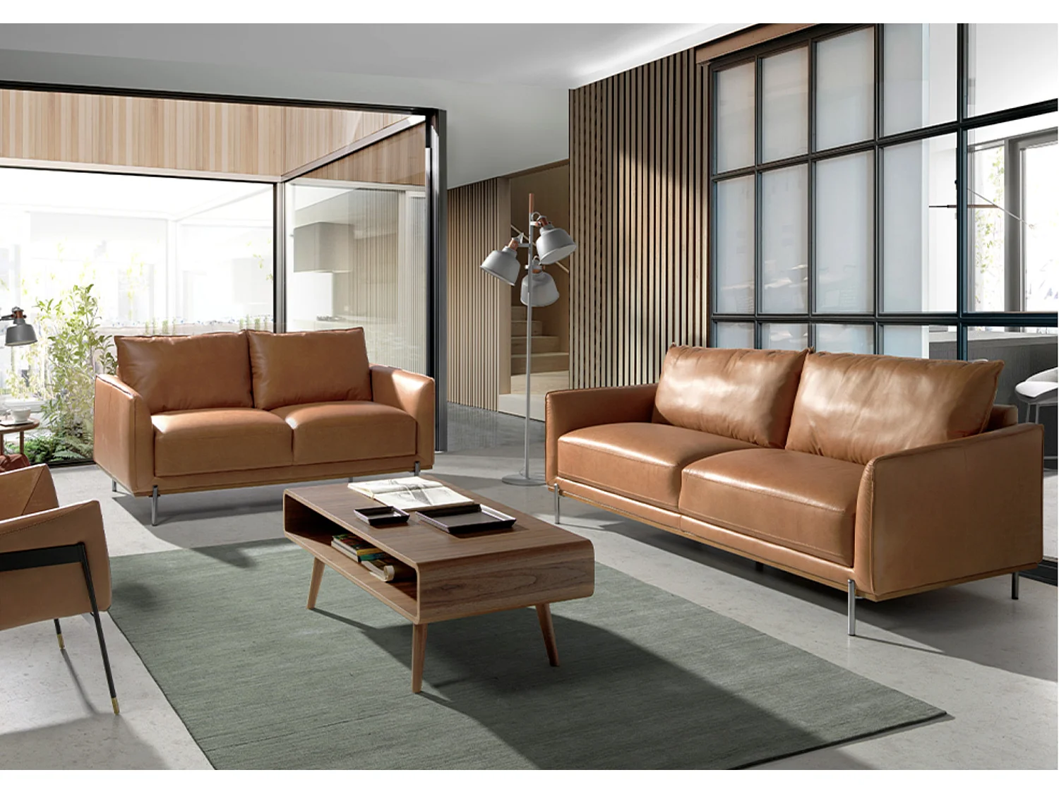 Hoogwaardige 2-zits leren bank Loma 164 cm-Kleur Zwart Piel-leer