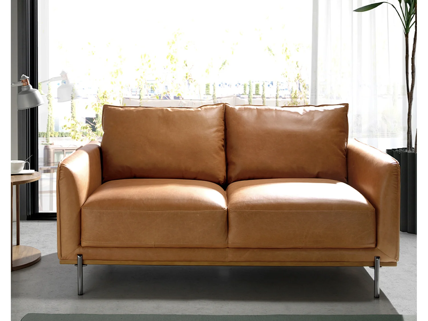 Canapé cuir 2 places Loma 164cm-Couleur Cuir Piel noir