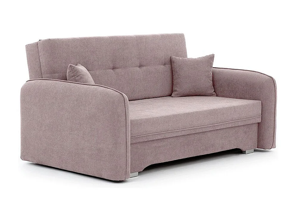 Kleine originele slaapbank in roze stof Lany 155 cm