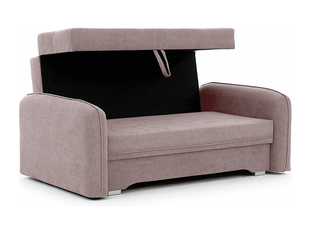 Kleine originele slaapbank in roze stof Lany 155 cm