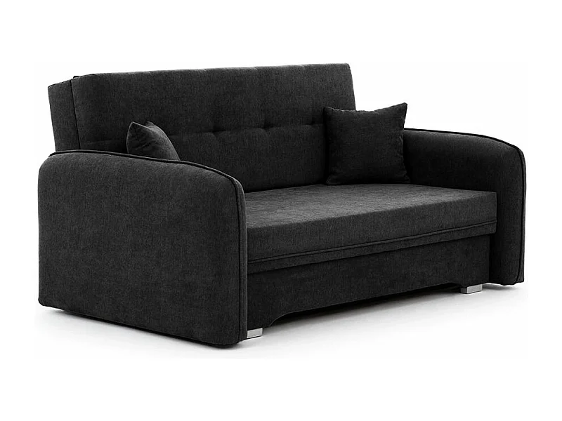 Kleine originele slaapbank in zwarte stof Lany 155 cm