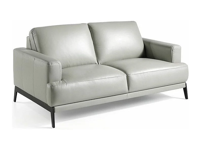 Canapé 2 places cuir et pieds acier noir inoxydable noir Yaro-Couleur Cuir Piel mostaza