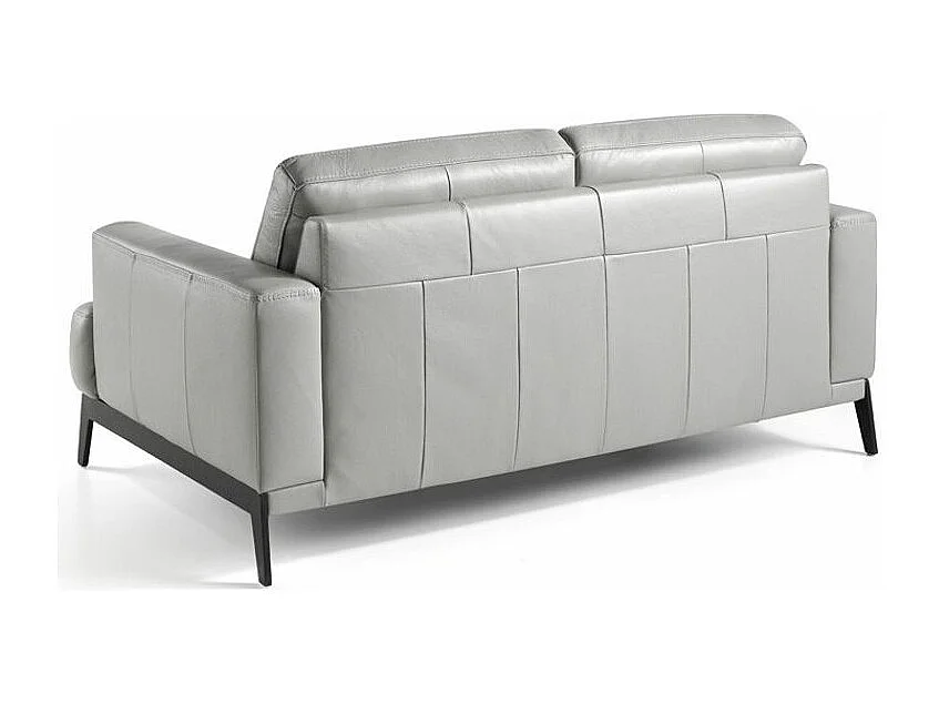 Canapé 2 places cuir et pieds acier noir inoxydable noir Yaro-Couleur Cuir Piel mostaza