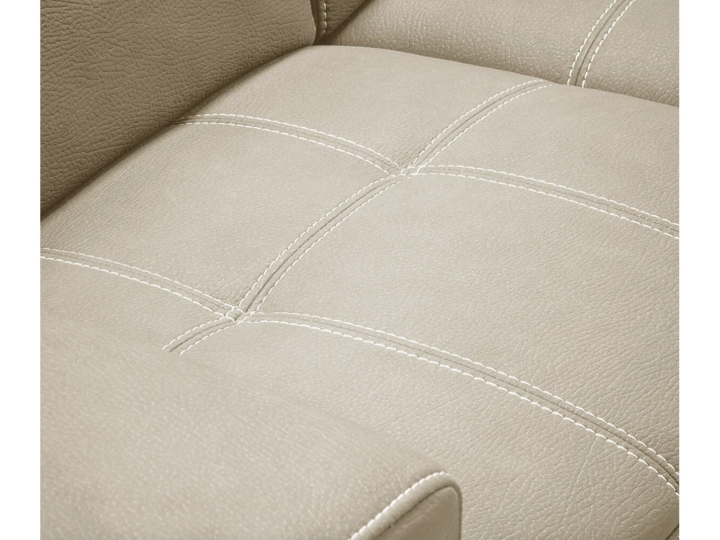 Canapé d'angle en microfibre avec 2 poufs et 1 coffre Selina-Couleur Beige-angle gauche