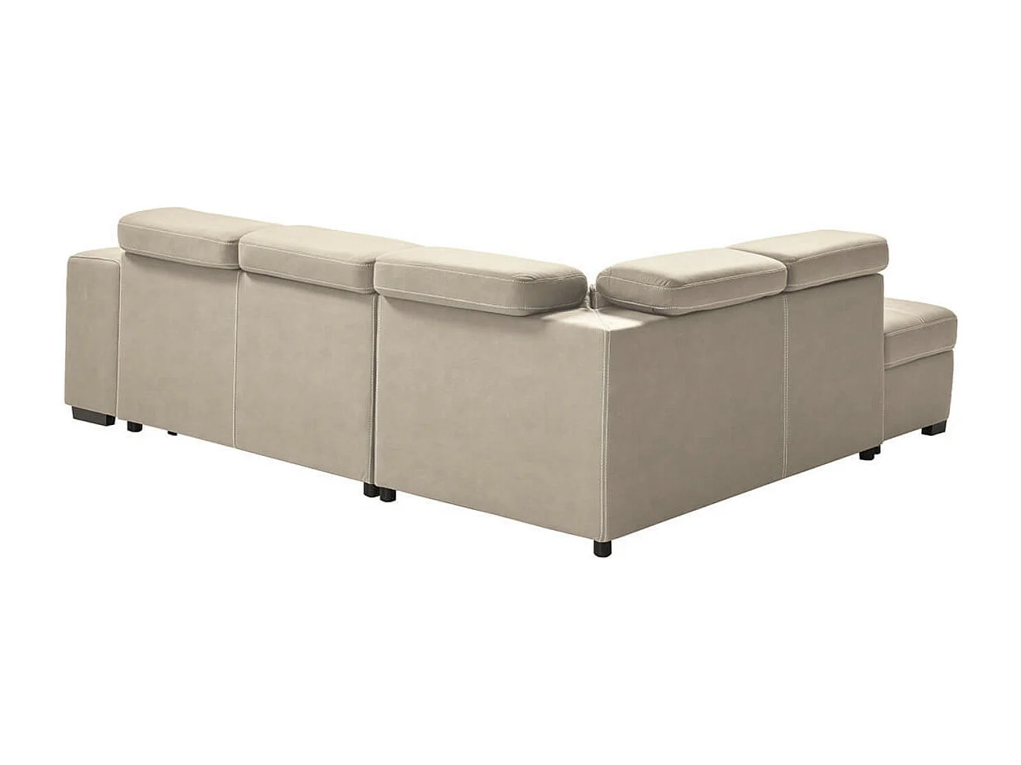 Canapé d'angle en microfibre avec 2 poufs et 1 coffre Selina-Couleur Beige-angle gauche