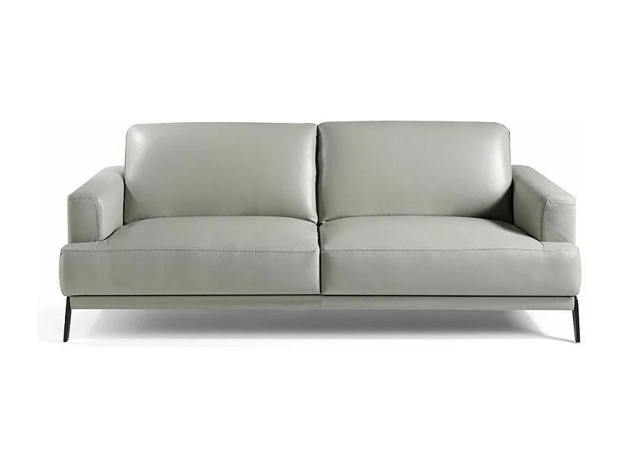 Canapé 3 places cuir et pieds acier noir inoxydable Yaro-Couleur Cuir Piel vison