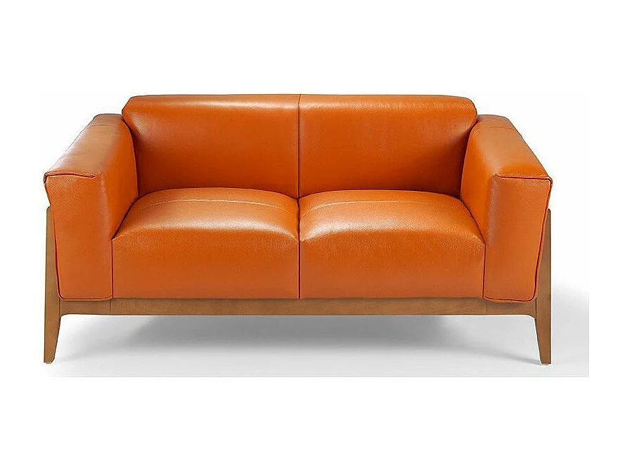 Canapé 3 places bois noyer et cuir Kilane-Couleur Aqua 04 Beige