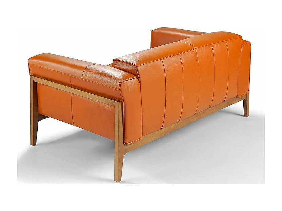 Canapé 3 places bois noyer et cuir Kilane-Couleur Aqua 04 Beige