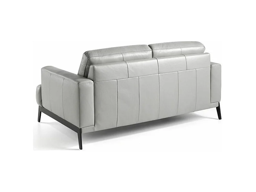 Canapé 2 places cuir et pieds acier noir inoxydable noir Yaro-Couleur Cuir Piel cuero