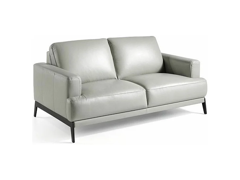 Canapé 2 places cuir et pieds acier noir inoxydable noir Yaro-Couleur Cuir Piel cuero