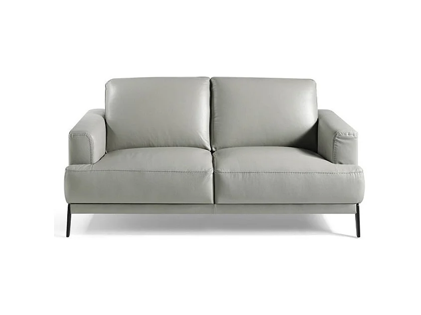 Canapé 2 places cuir et pieds acier noir inoxydable noir Yaro-Couleur Cuir Piel cuero