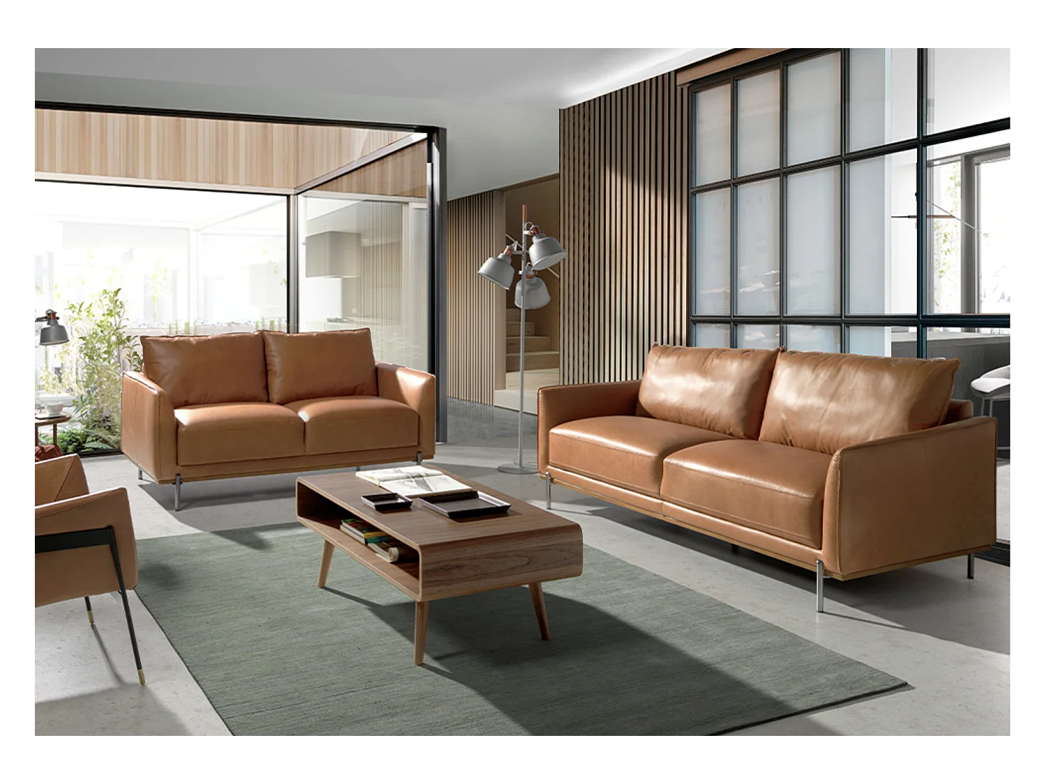 Canapé cuir 2 places Loma 164cm-Couleur Cuir Piel burdeos